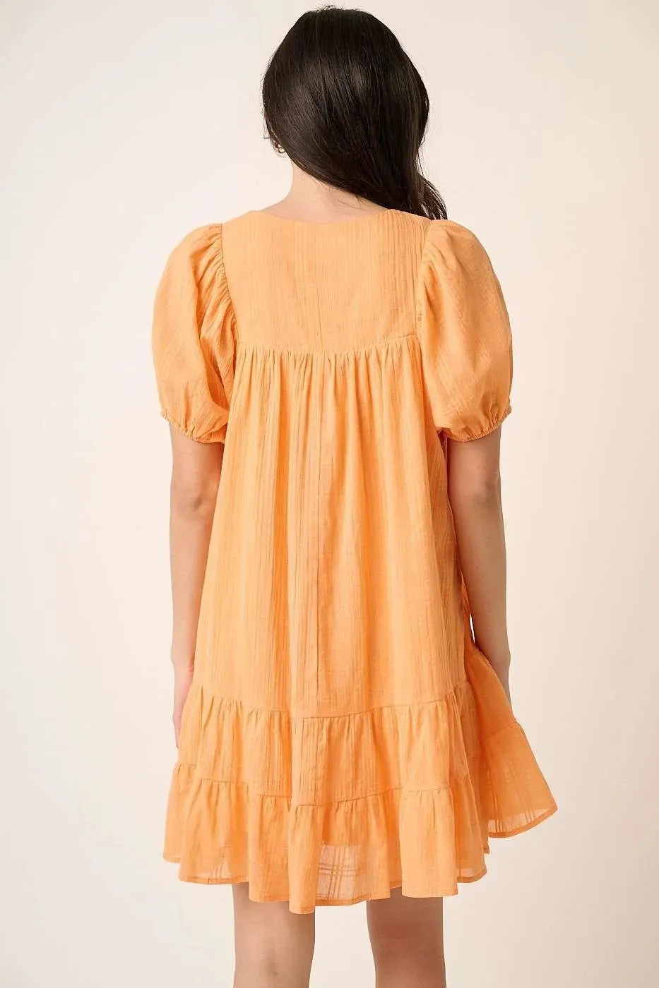 Mittoshop Tassel Tie Plaid Gauze Short Sleeve Mini Dress