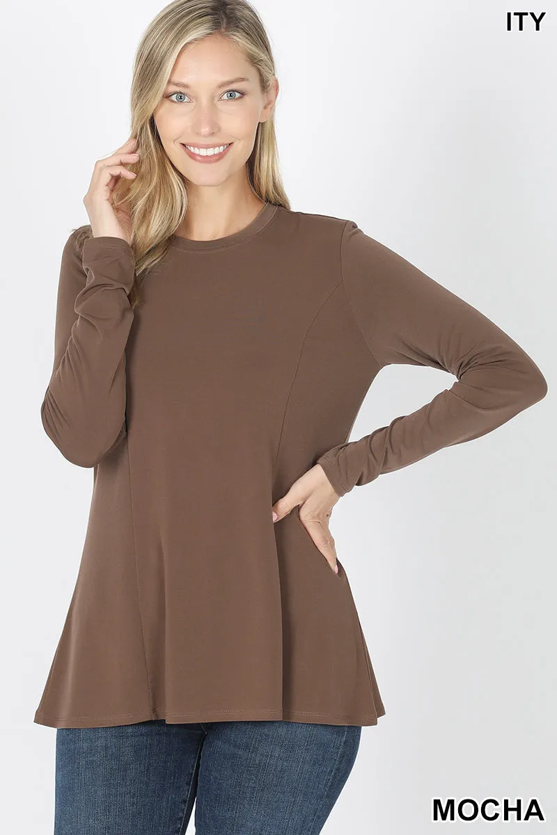 Mocha A-Line Long Sleeve Top