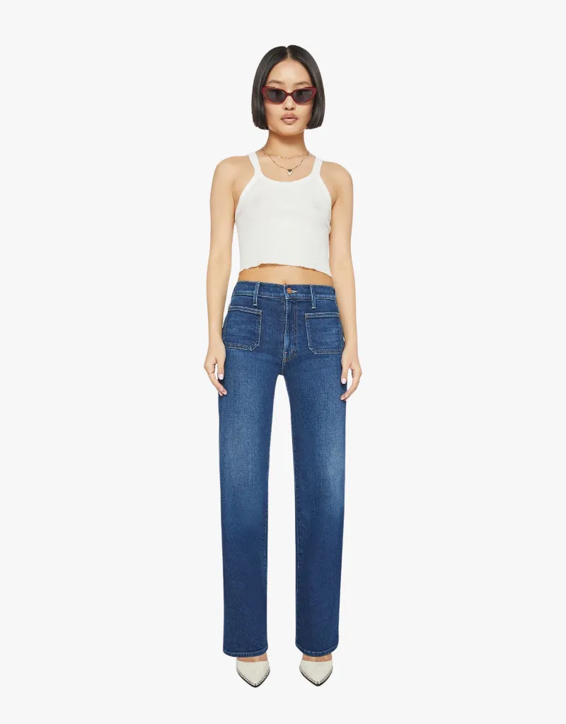 Mother The Lil' Patch Pocket Rambler Zip Sneak Jeans in These Boots Are Made For Walking