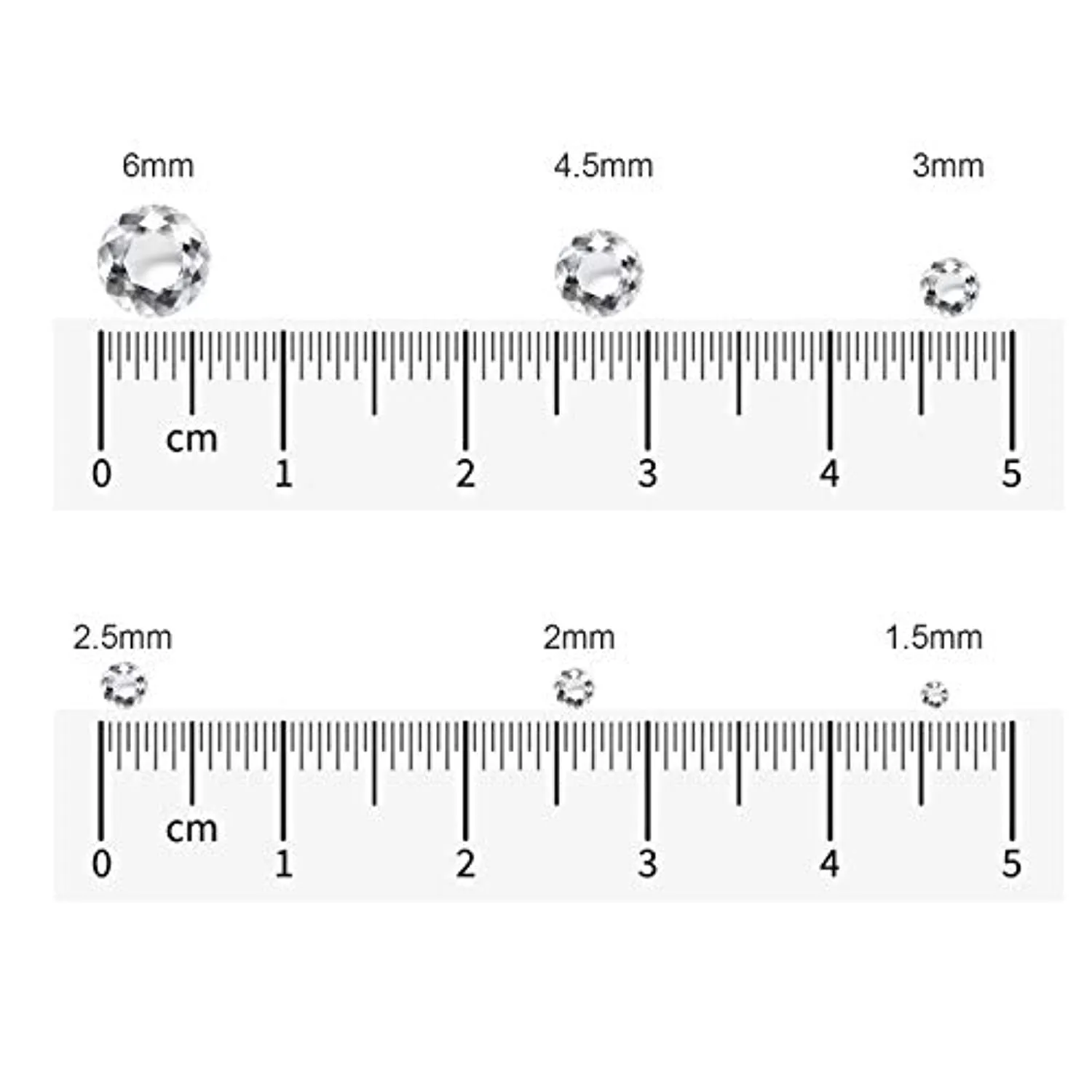 Nail Art Rhinestones Crystal, 2000PCS Clear Round Flat Back Gems with Tweezer and Picking Pen for Crafts Nail Art Eye Makeup Clothes Shoes Bags DIY Decoration(6 Sizes, 1.5-6mm)