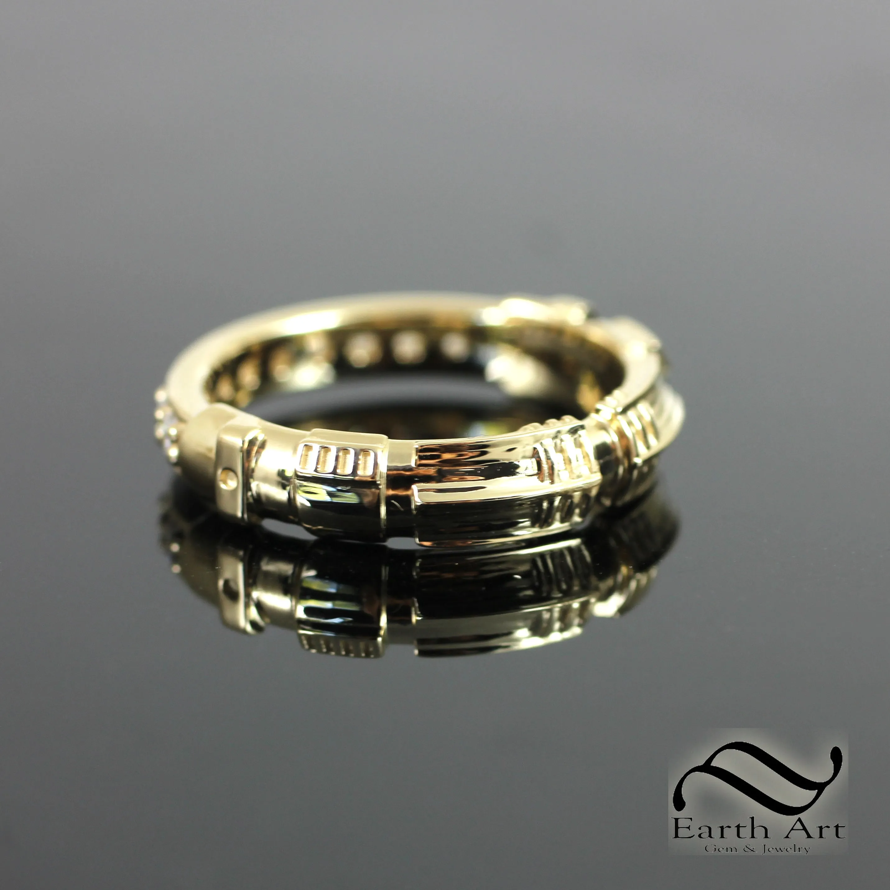 Narrow Diamond Light Saber Ring - fully Polished in gold or silver