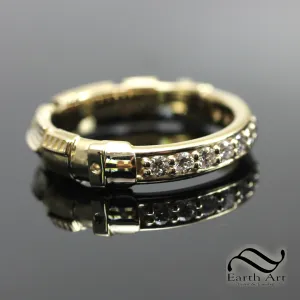 Narrow Diamond Light Saber Ring - fully Polished in gold or silver