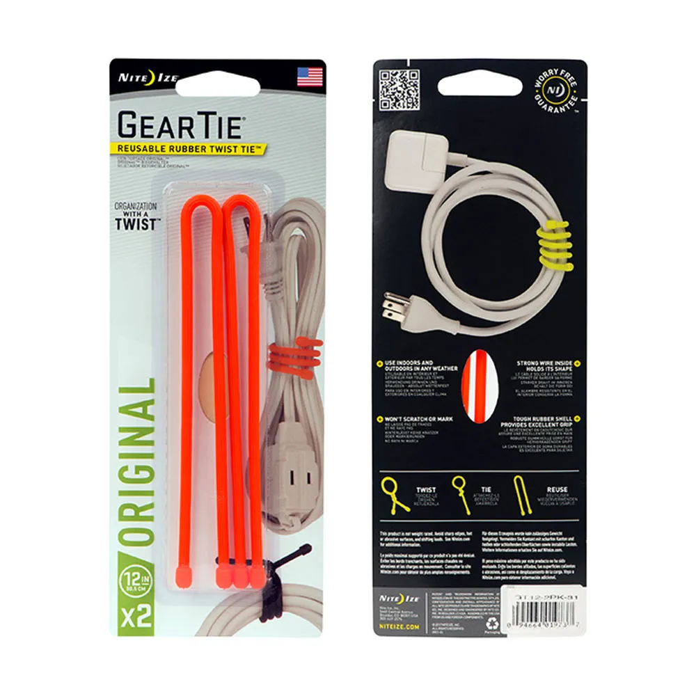 Nite Ize Gear Tie 12inch 2 Pack