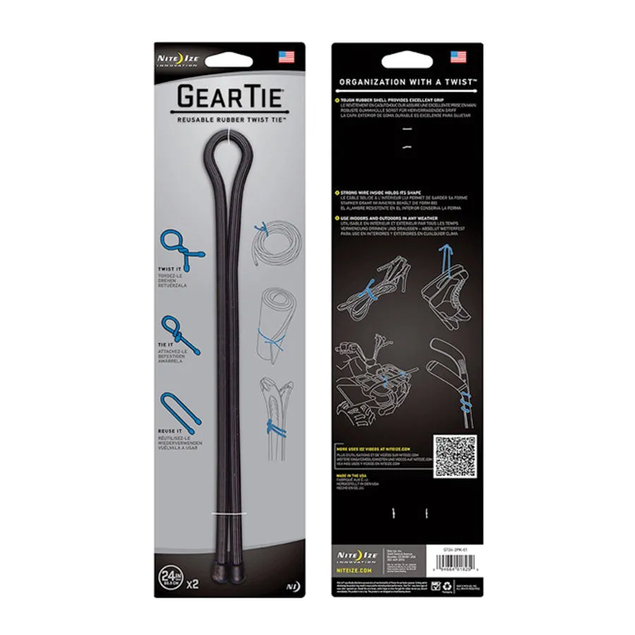Nite Ize Gear Tie Original Reusable Rubber Twist Tie Black