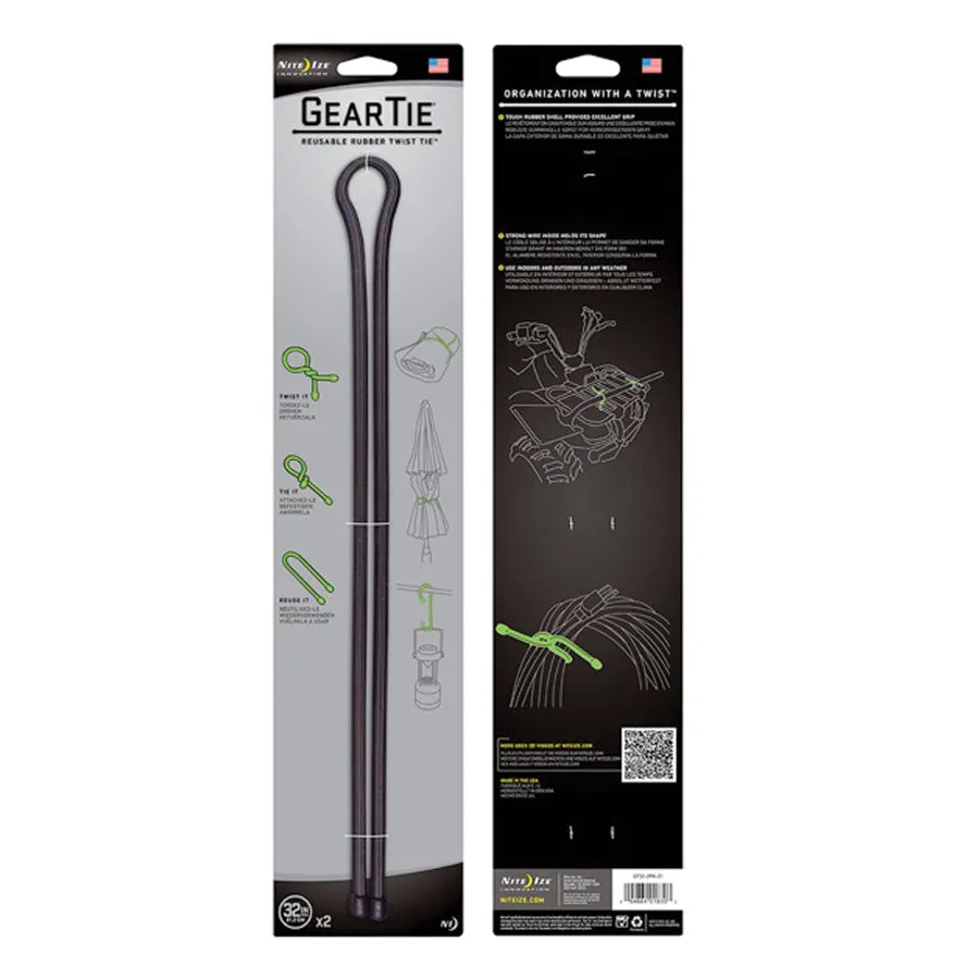 Nite Ize Gear Tie Original Reusable Rubber Twist Tie Black