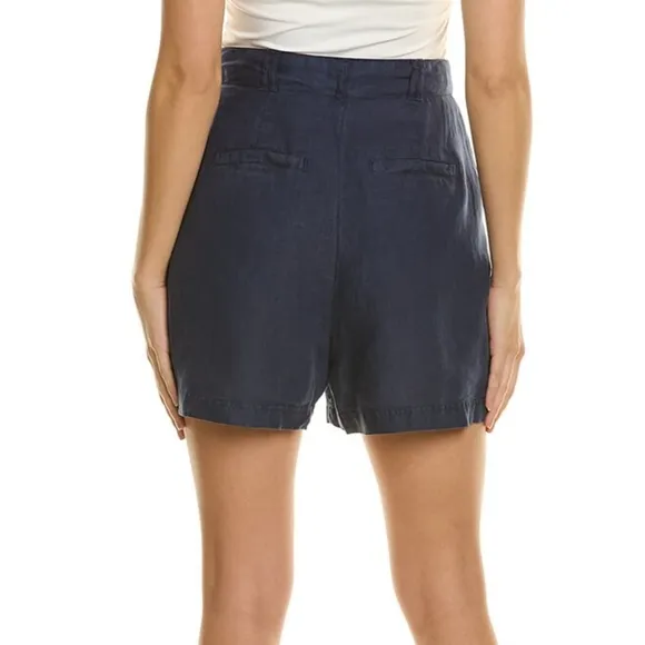 NWT Michael Stars Admiral Navy Blue Bex Linen Pleated Tie Waist Shorts M