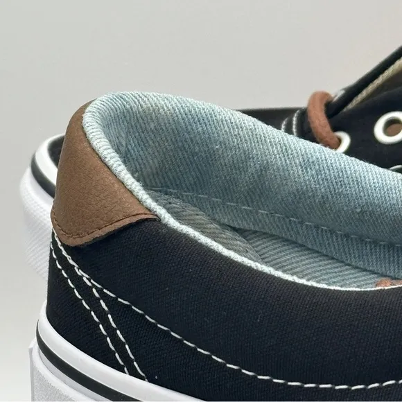 NWT Vans Classic Era 59 Sneakers in Black C &amp; L Acid Denim Brown Leather Trim​
