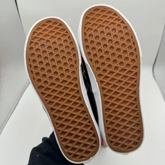 NWT Vans Classic Era 59 Sneakers in Black C &amp; L Acid Denim Brown Leather Trim​