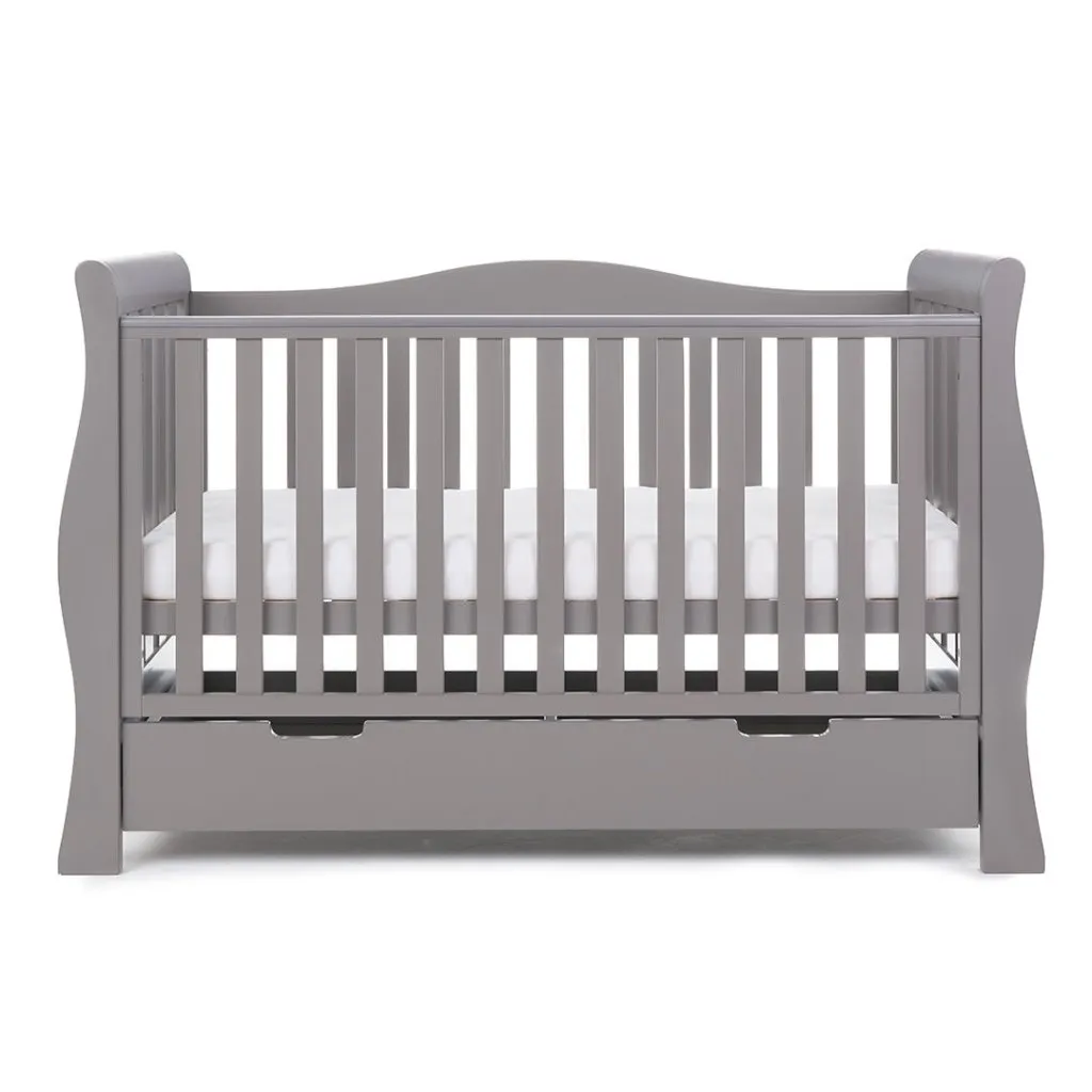 OBABY Stamford Luxe Sleigh Cot Bed - Warm Grey