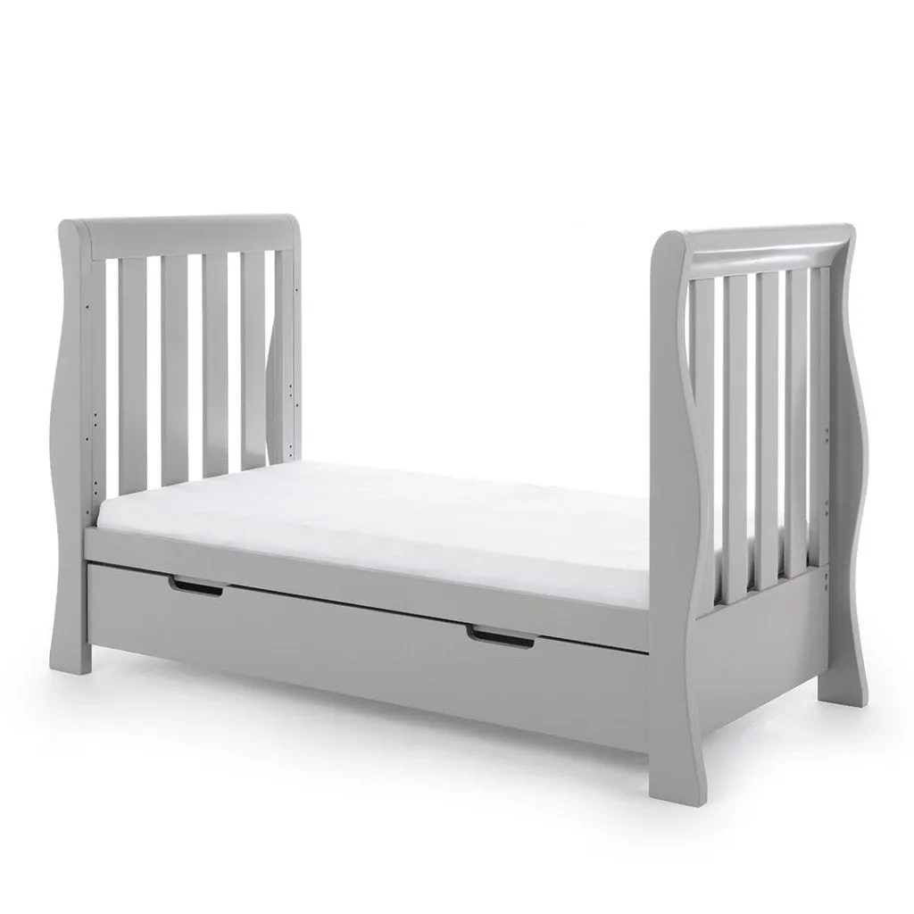 OBABY Stamford Luxe Sleigh Cot Bed - Warm Grey