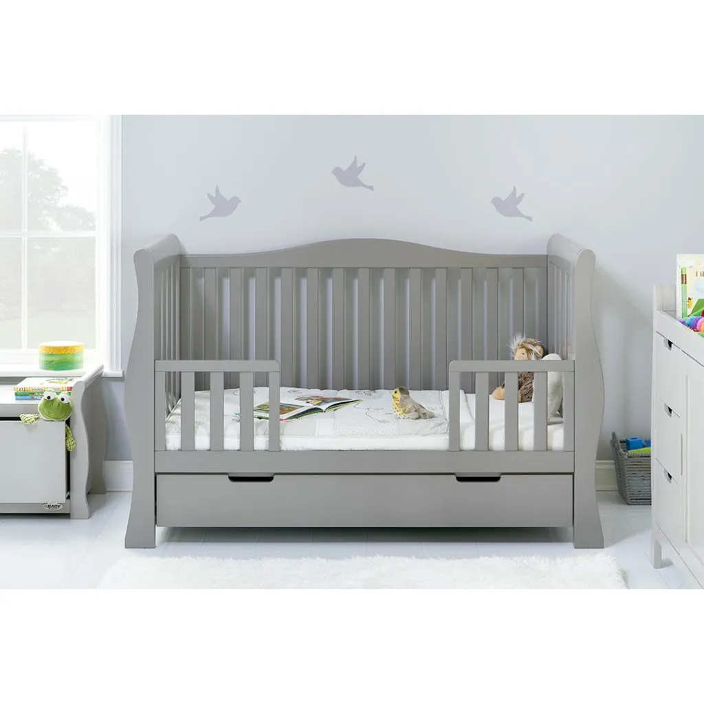 OBABY Stamford Luxe Sleigh Cot Bed - Warm Grey