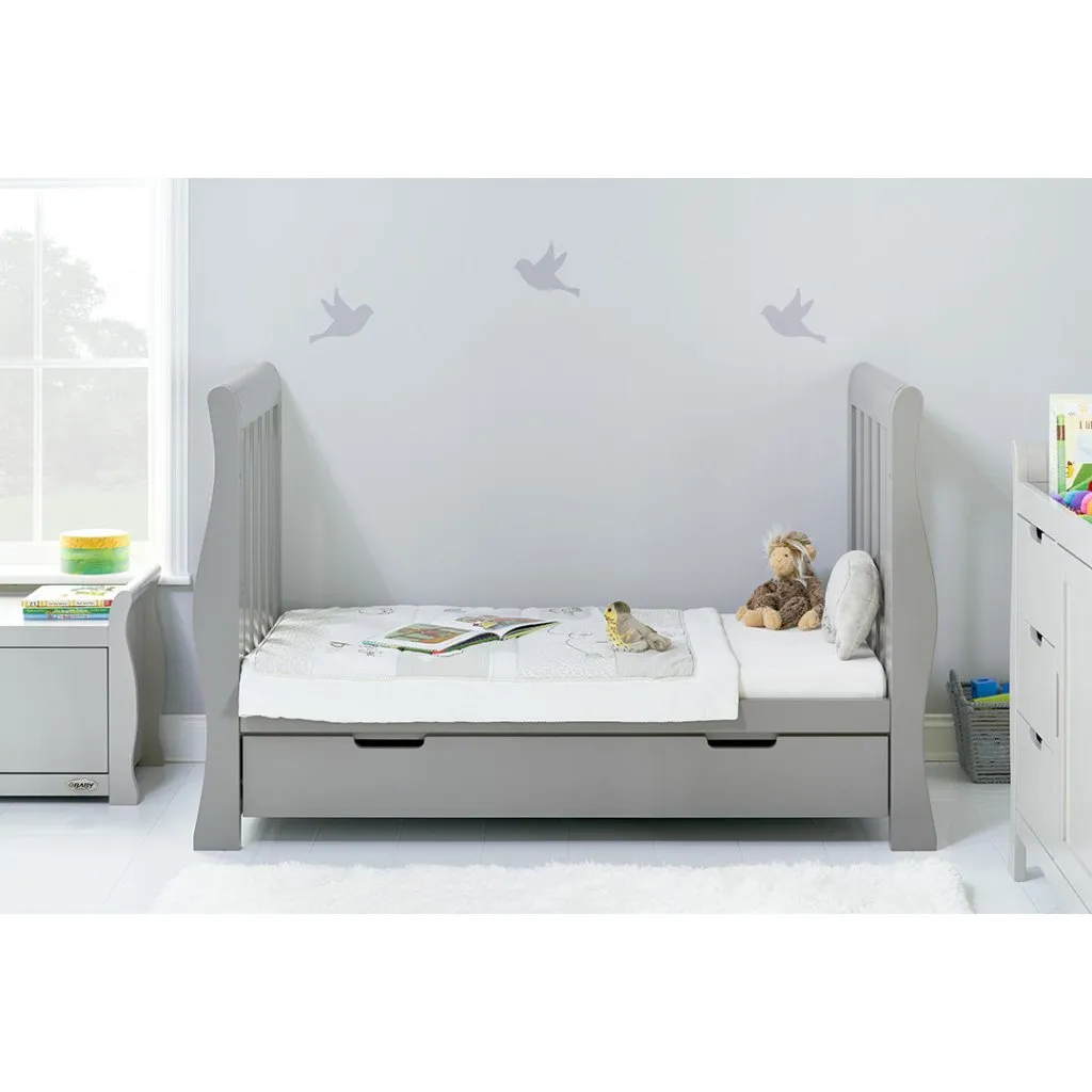 OBABY Stamford Luxe Sleigh Cot Bed - Warm Grey