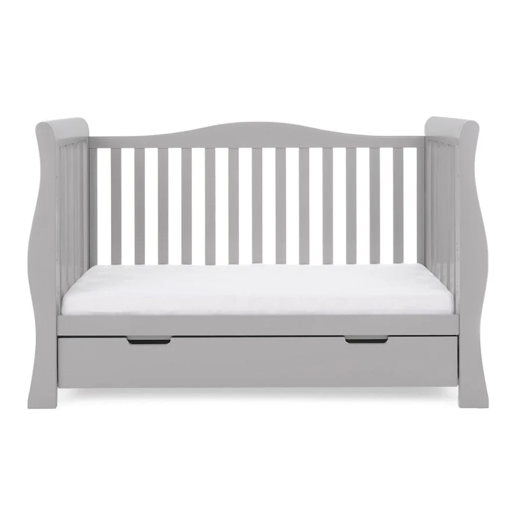 OBABY Stamford Luxe Sleigh Cot Bed - Warm Grey