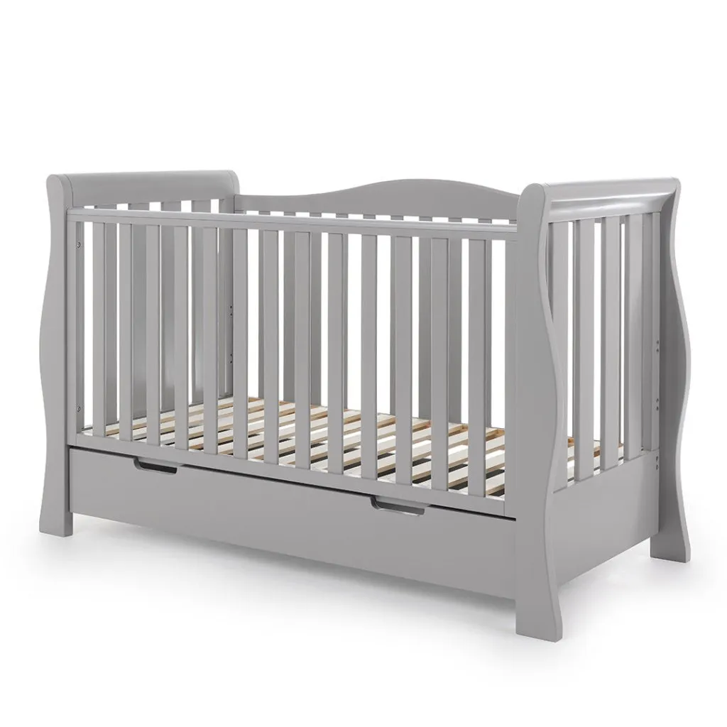 OBABY Stamford Luxe Sleigh Cot Bed - Warm Grey
