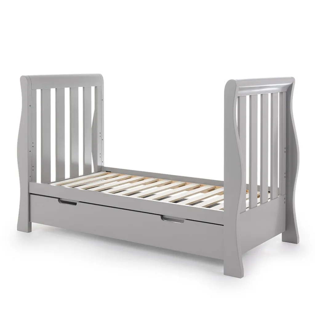 OBABY Stamford Luxe Sleigh Cot Bed - Warm Grey