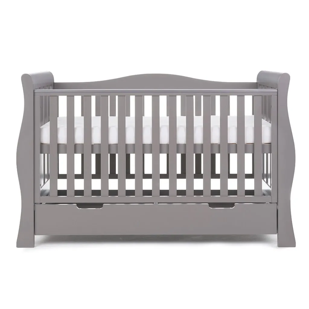 OBABY Stamford Luxe Sleigh Cot Bed - Warm Grey