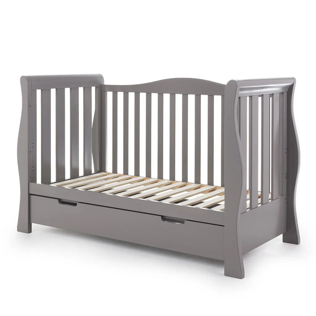 OBABY Stamford Luxe Sleigh Cot Bed - Warm Grey