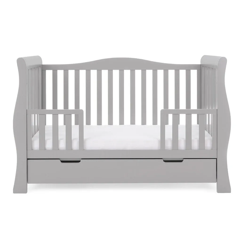 OBABY Stamford Luxe Sleigh Cot Bed - Warm Grey