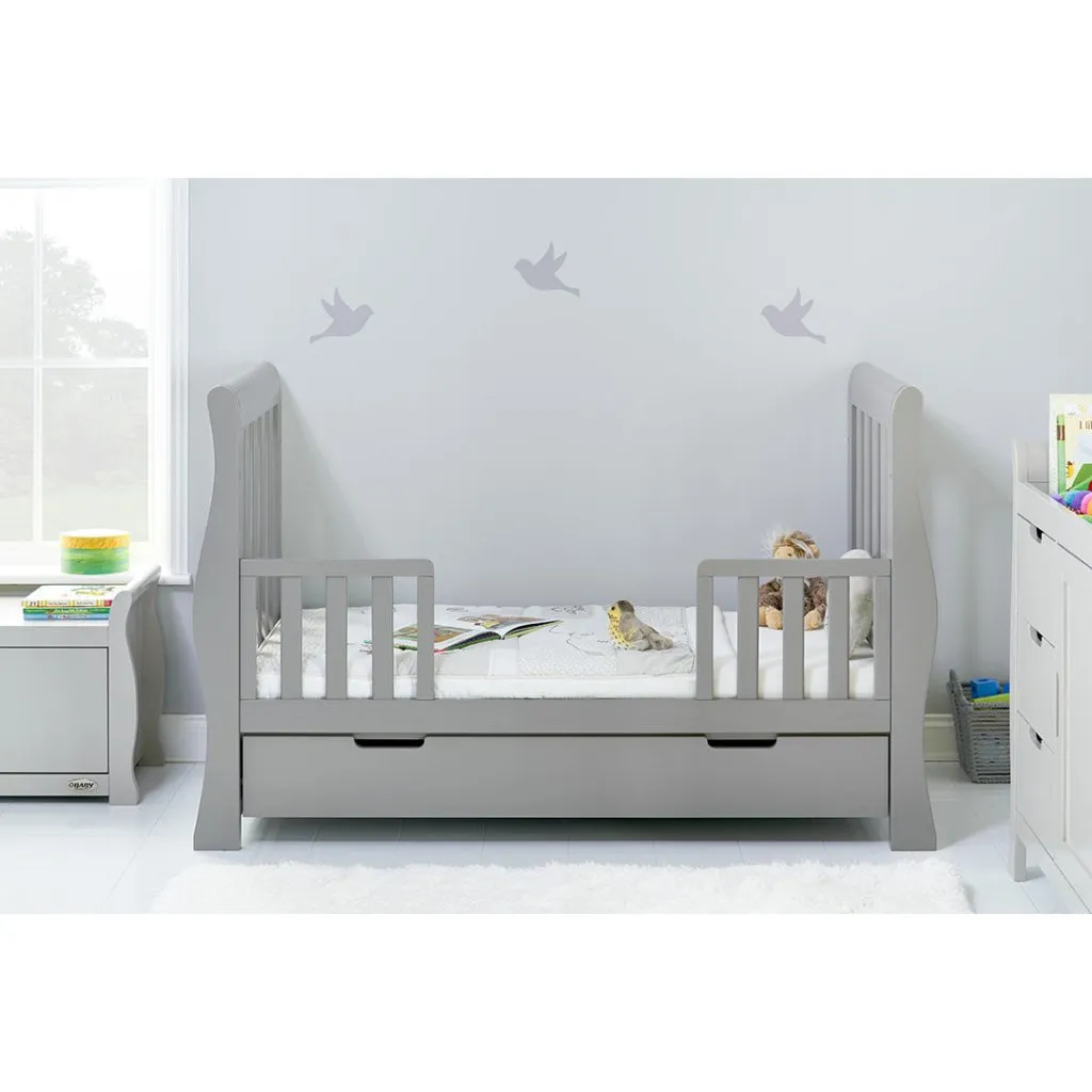 OBABY Stamford Luxe Sleigh Cot Bed - Warm Grey