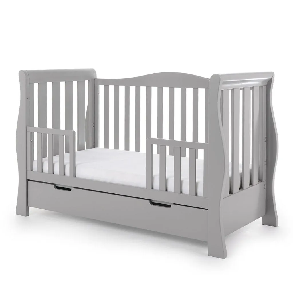OBABY Stamford Luxe Sleigh Cot Bed - Warm Grey