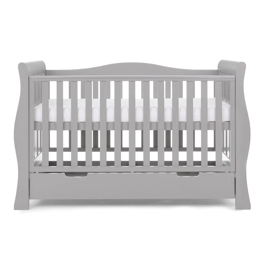 OBABY Stamford Luxe Sleigh Cot Bed - Warm Grey
