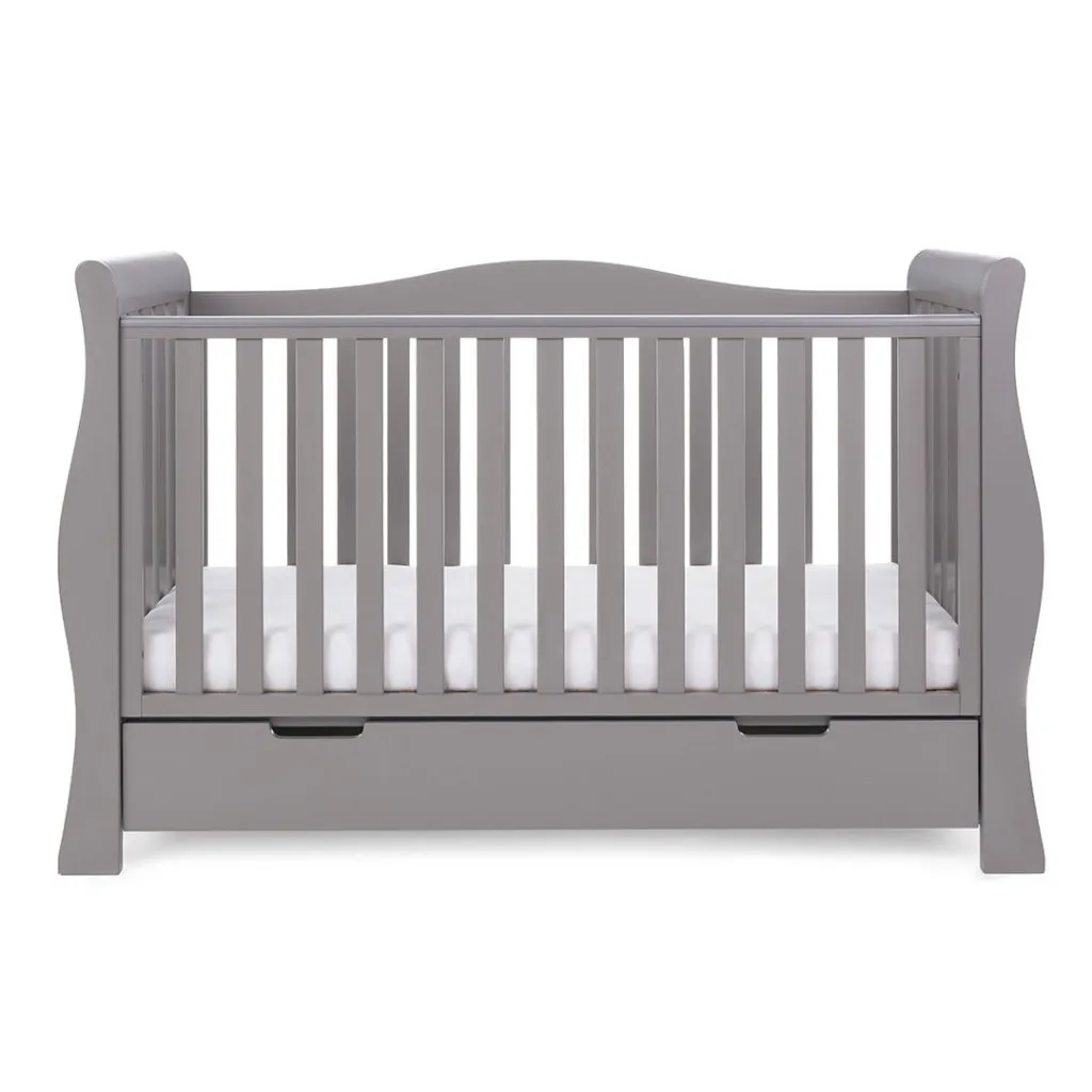 OBABY Stamford Luxe Sleigh Cot Bed - Warm Grey