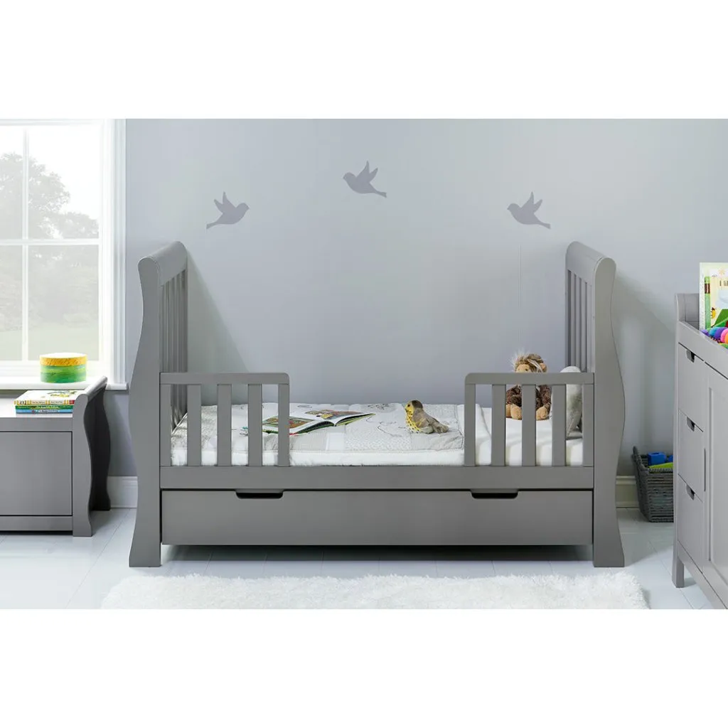 OBABY Stamford Luxe Sleigh Cot Bed - Warm Grey