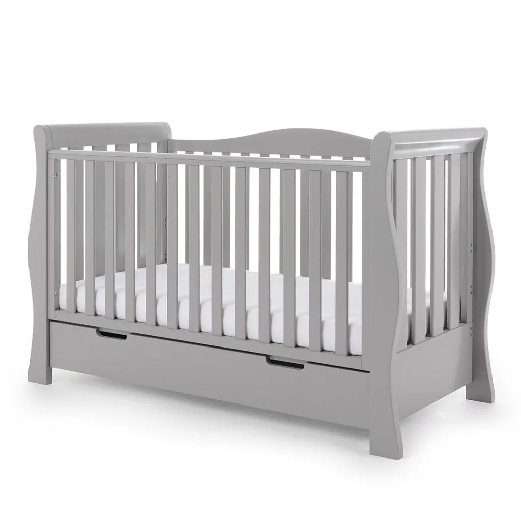 OBABY Stamford Luxe Sleigh Cot Bed - Warm Grey