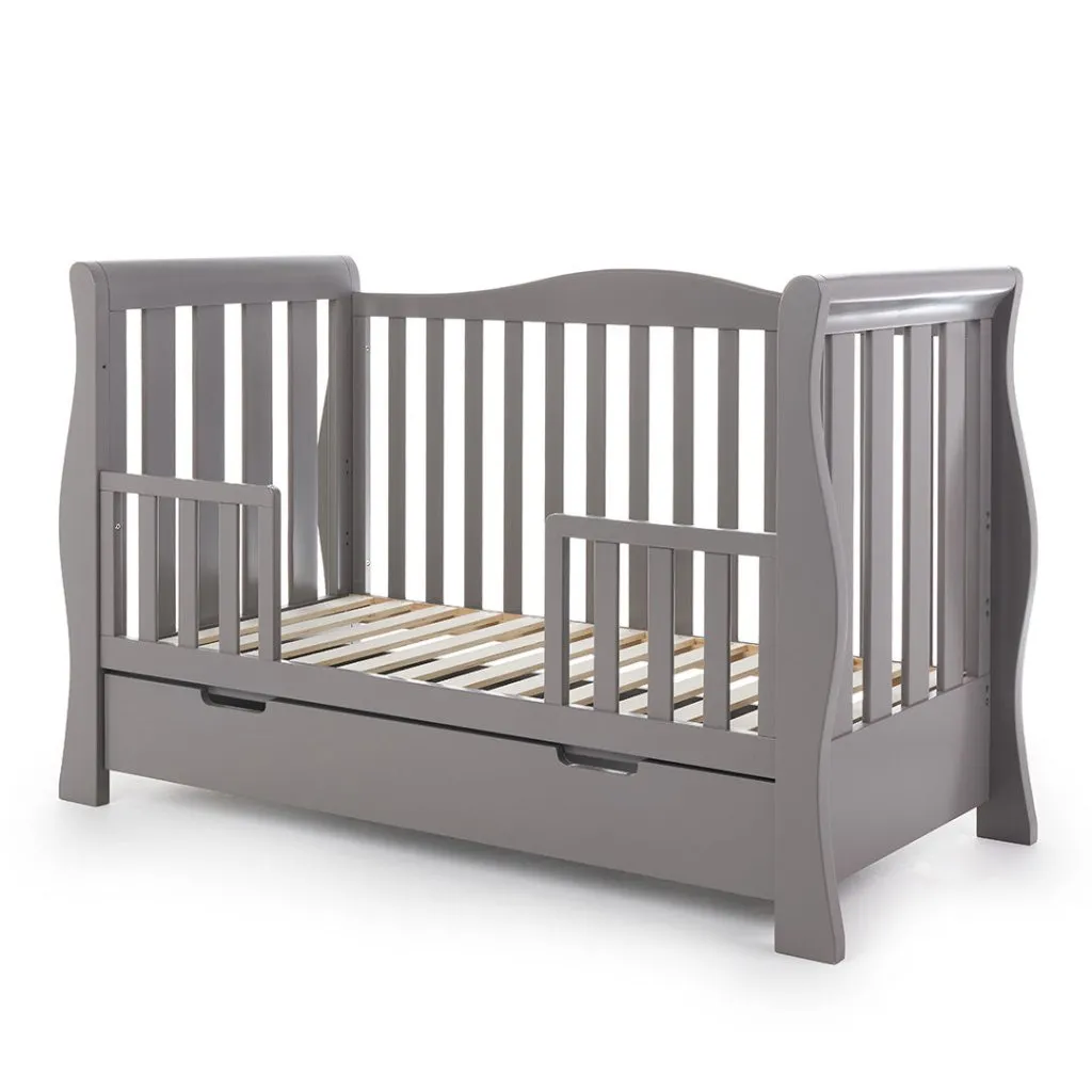 OBABY Stamford Luxe Sleigh Cot Bed - Warm Grey