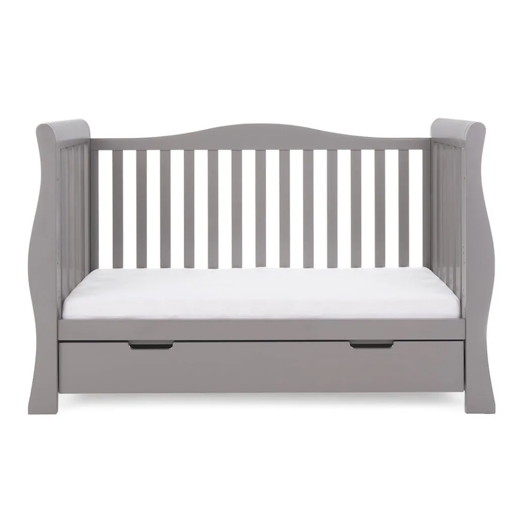 OBABY Stamford Luxe Sleigh Cot Bed - Warm Grey