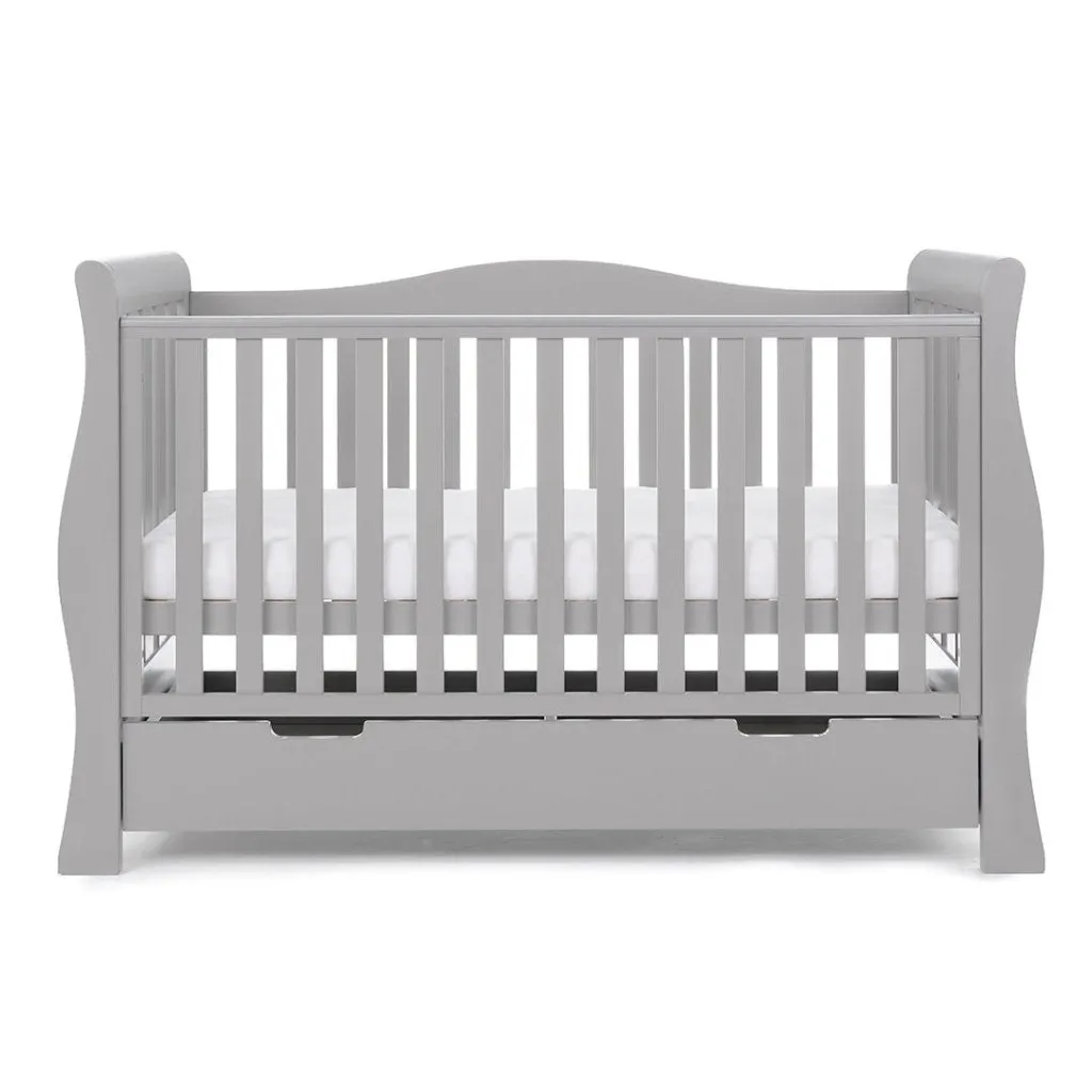 OBABY Stamford Luxe Sleigh Cot Bed - Warm Grey