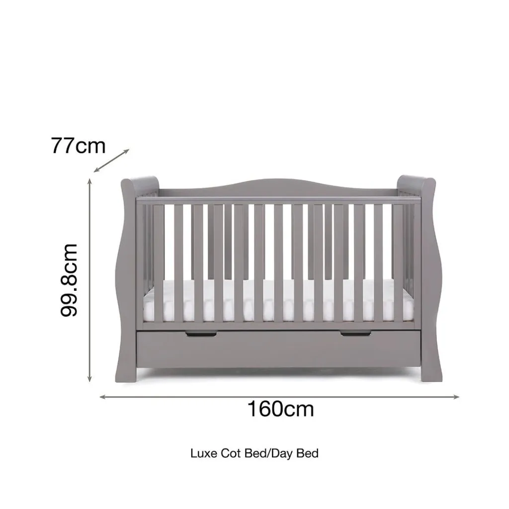 OBABY Stamford Luxe Sleigh Cot Bed - Warm Grey