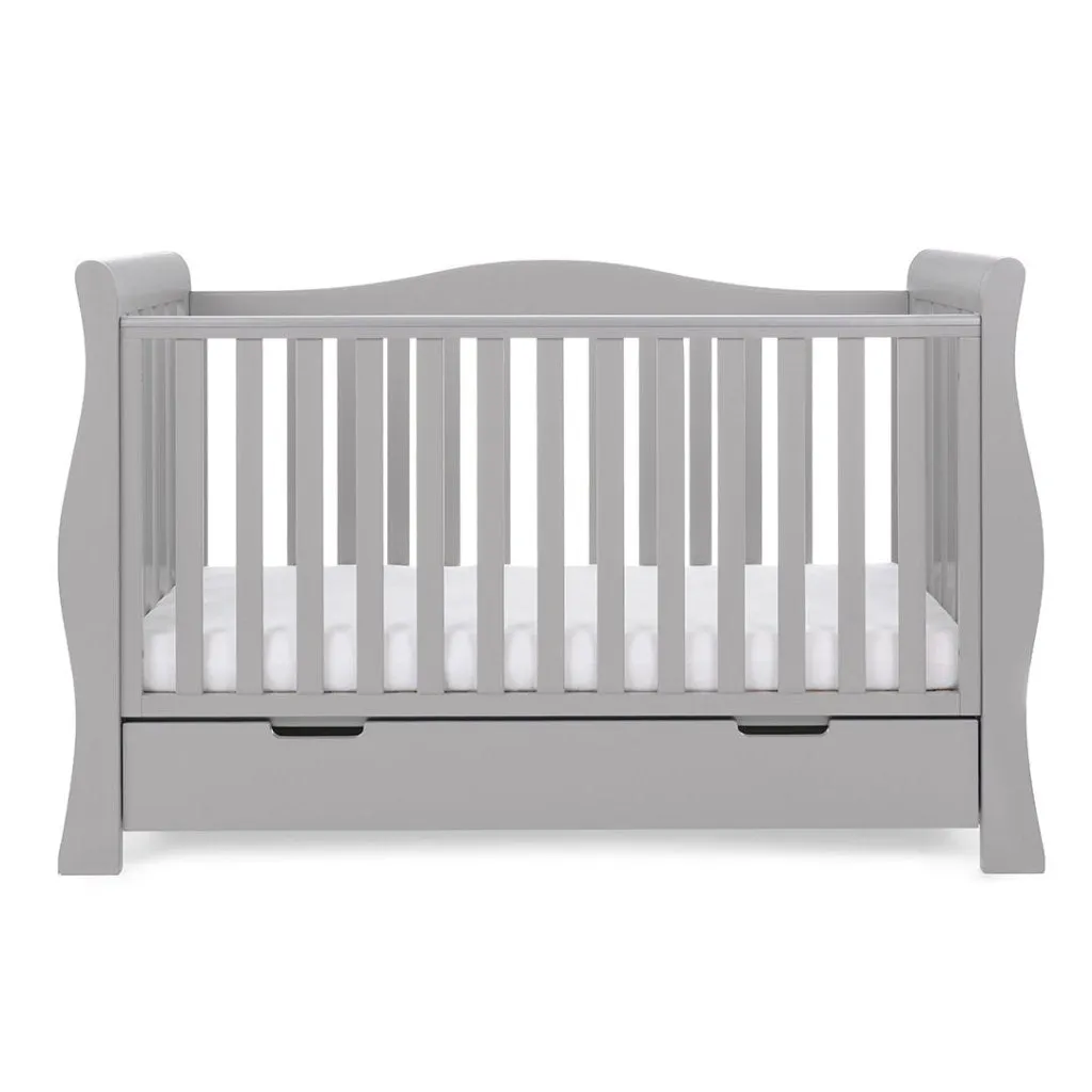 OBABY Stamford Luxe Sleigh Cot Bed - Warm Grey