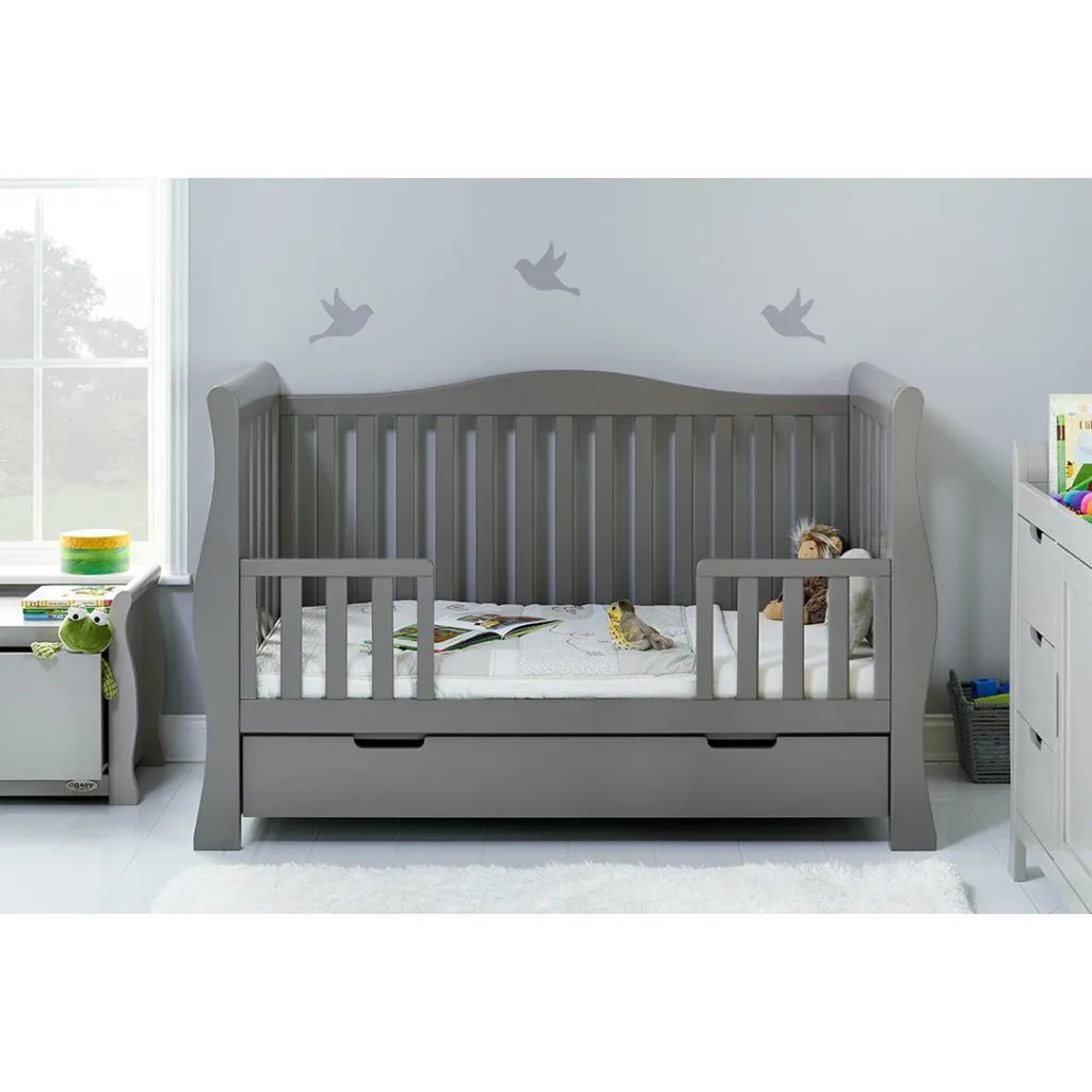 OBABY Stamford Luxe Sleigh Cot Bed - Warm Grey