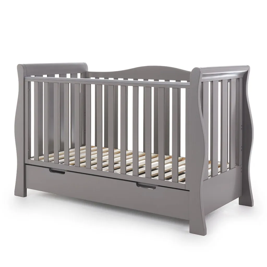 OBABY Stamford Luxe Sleigh Cot Bed - Warm Grey