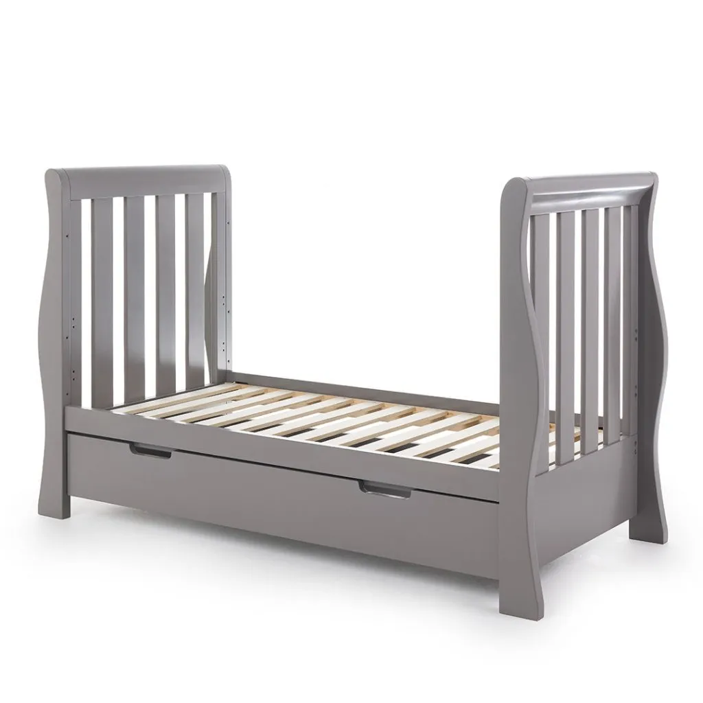 OBABY Stamford Luxe Sleigh Cot Bed - Warm Grey