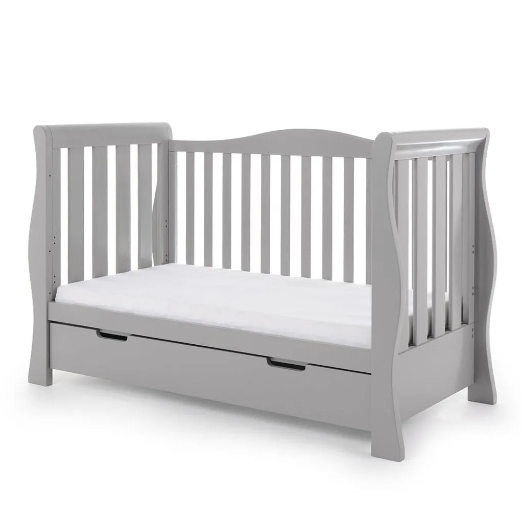 OBABY Stamford Luxe Sleigh Cot Bed - Warm Grey