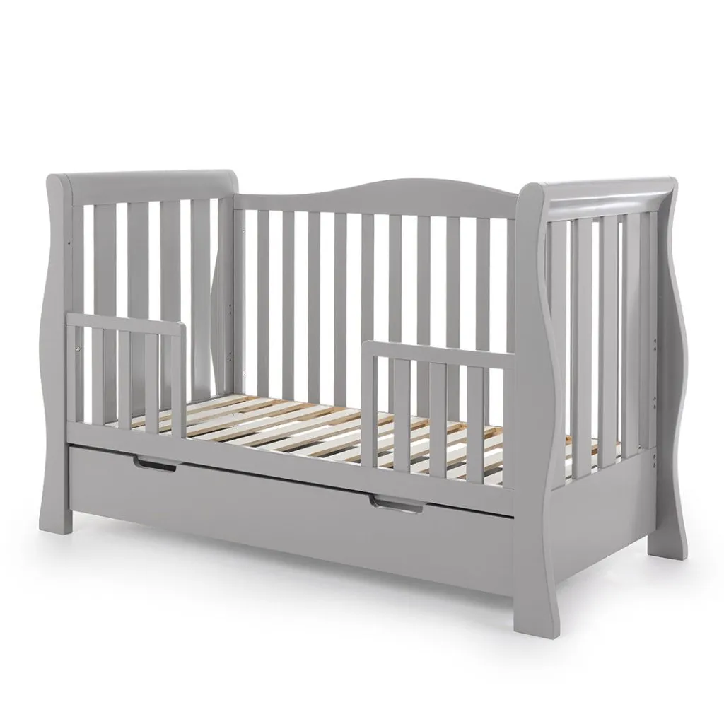 OBABY Stamford Luxe Sleigh Cot Bed - Warm Grey