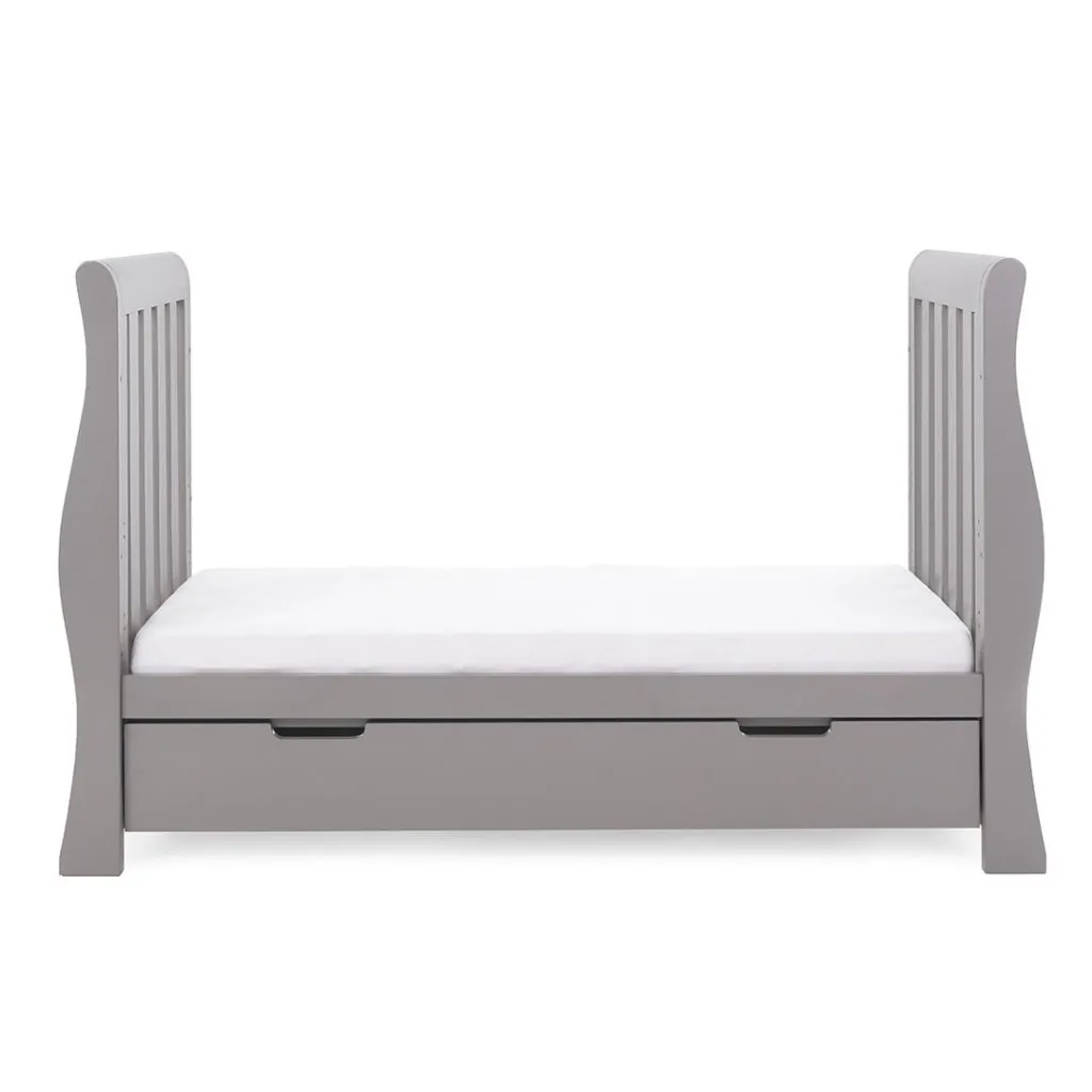 OBABY Stamford Luxe Sleigh Cot Bed - Warm Grey