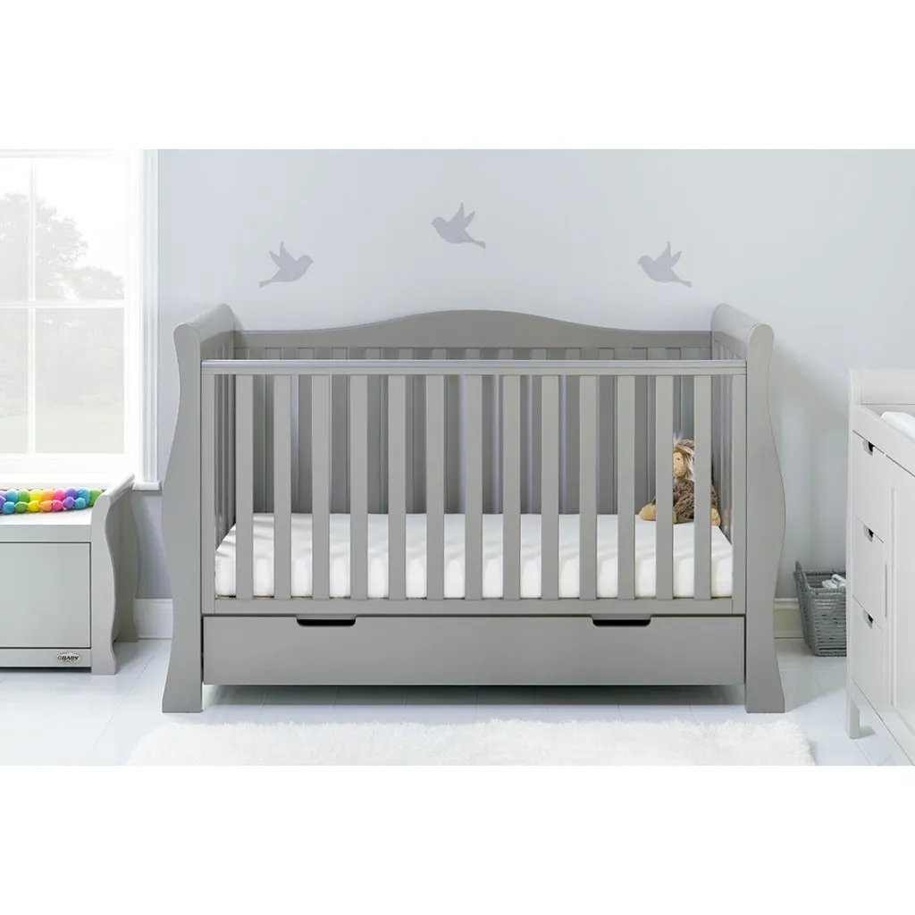 OBABY Stamford Luxe Sleigh Cot Bed - Warm Grey
