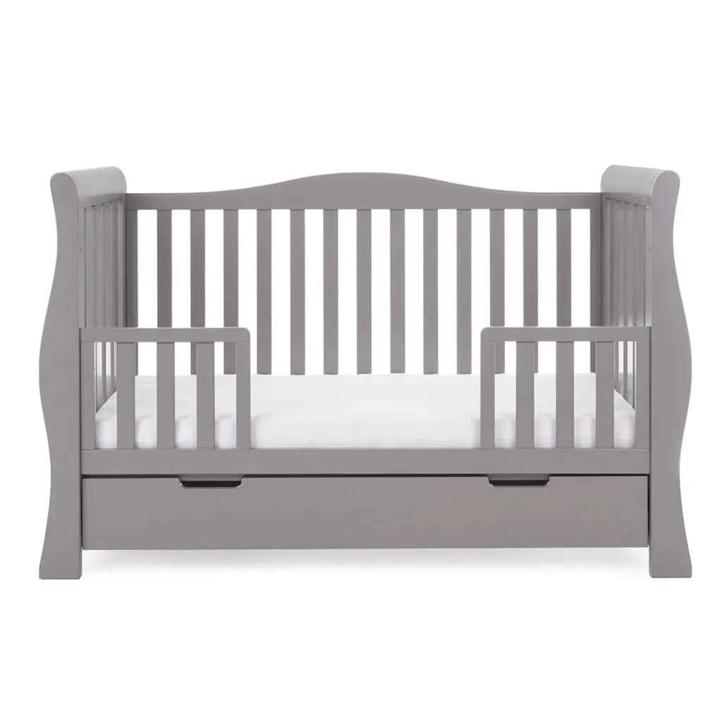 OBABY Stamford Luxe Sleigh Cot Bed - Warm Grey