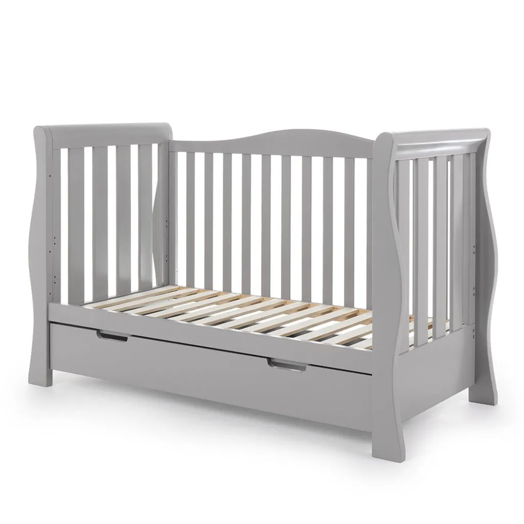 OBABY Stamford Luxe Sleigh Cot Bed - Warm Grey