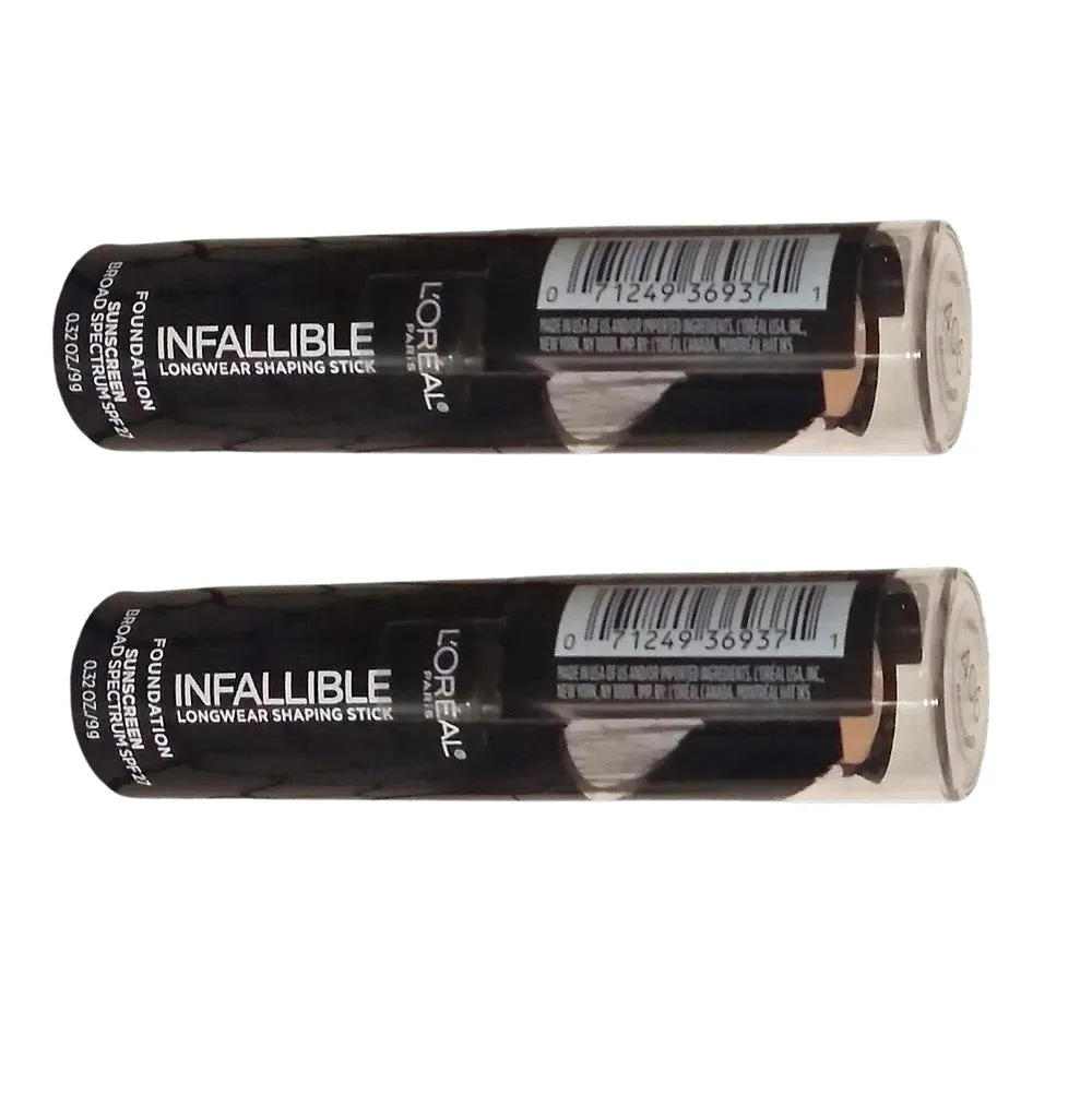 Pack of 2 L'Oreal Paris Infallible Longwear Shaping Stick Foundation, Warm Beige # 406