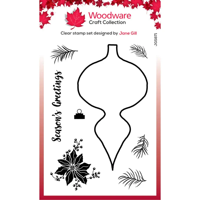 Paintable Shapes Fancy Drop 4x6” Clear Stamp Set Woodware JGS871