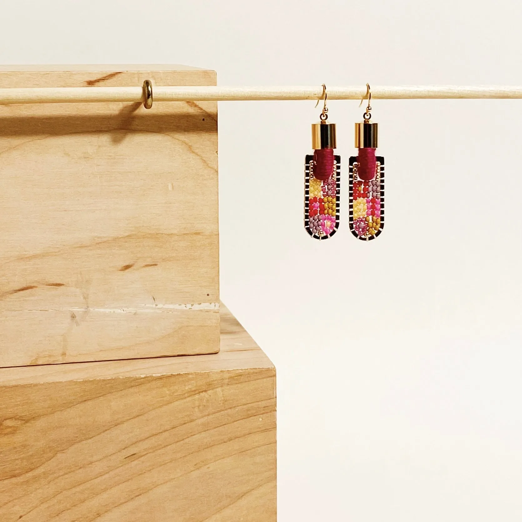 Patch Geometric Earrings in Warm Tones