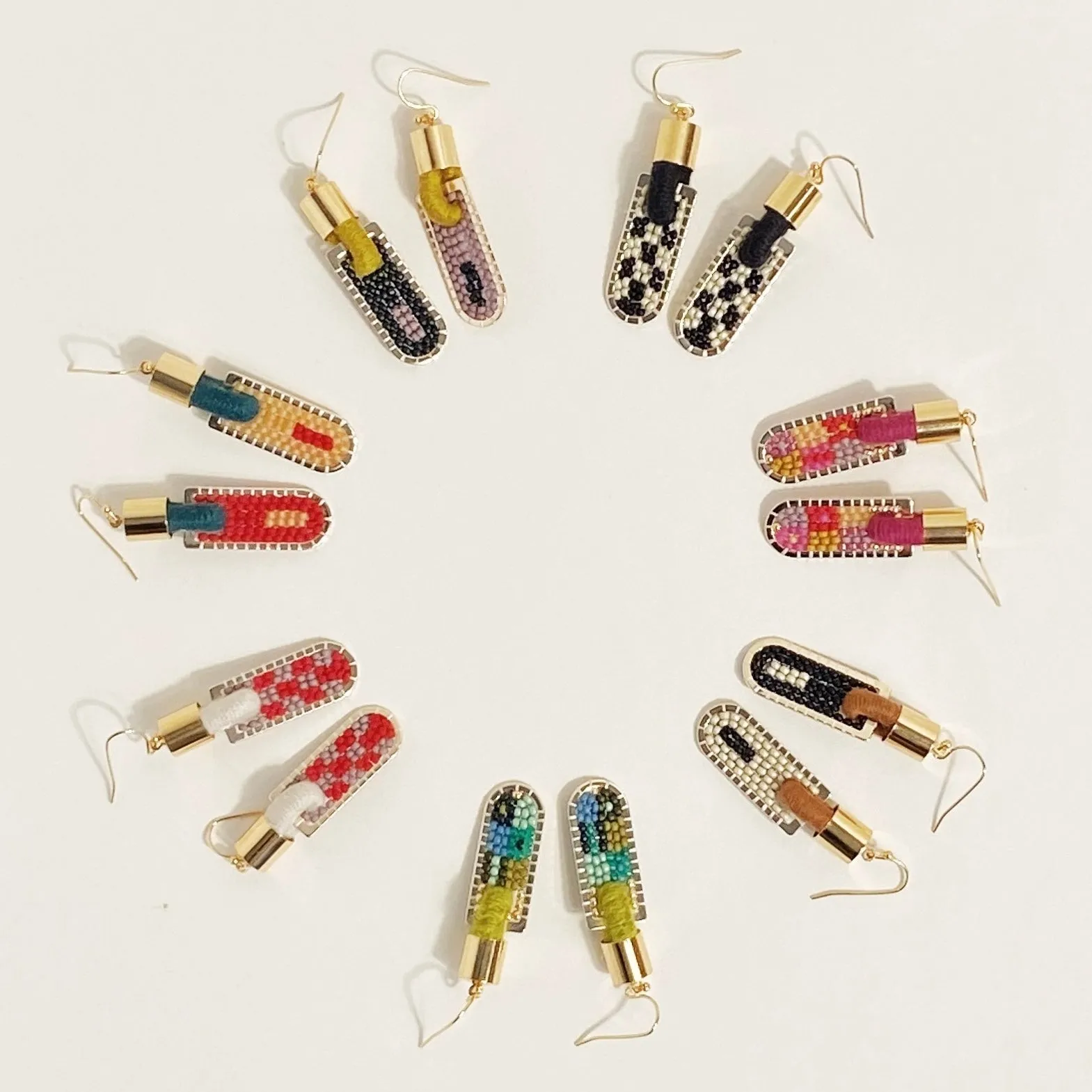 Patch Geometric Earrings in Warm Tones