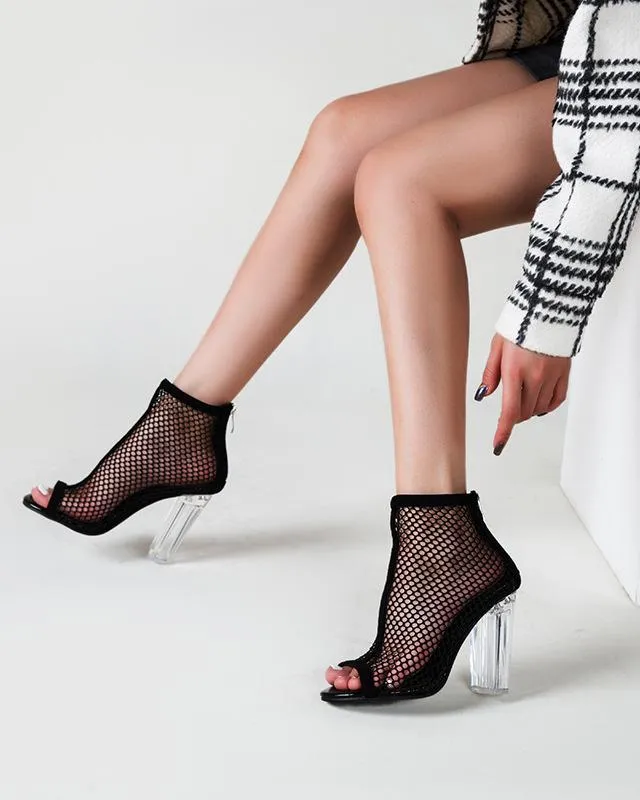 Peed Toe Mesh Short Ankle Boots