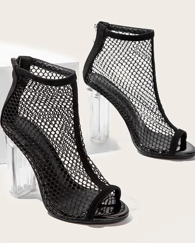 Peed Toe Mesh Short Ankle Boots