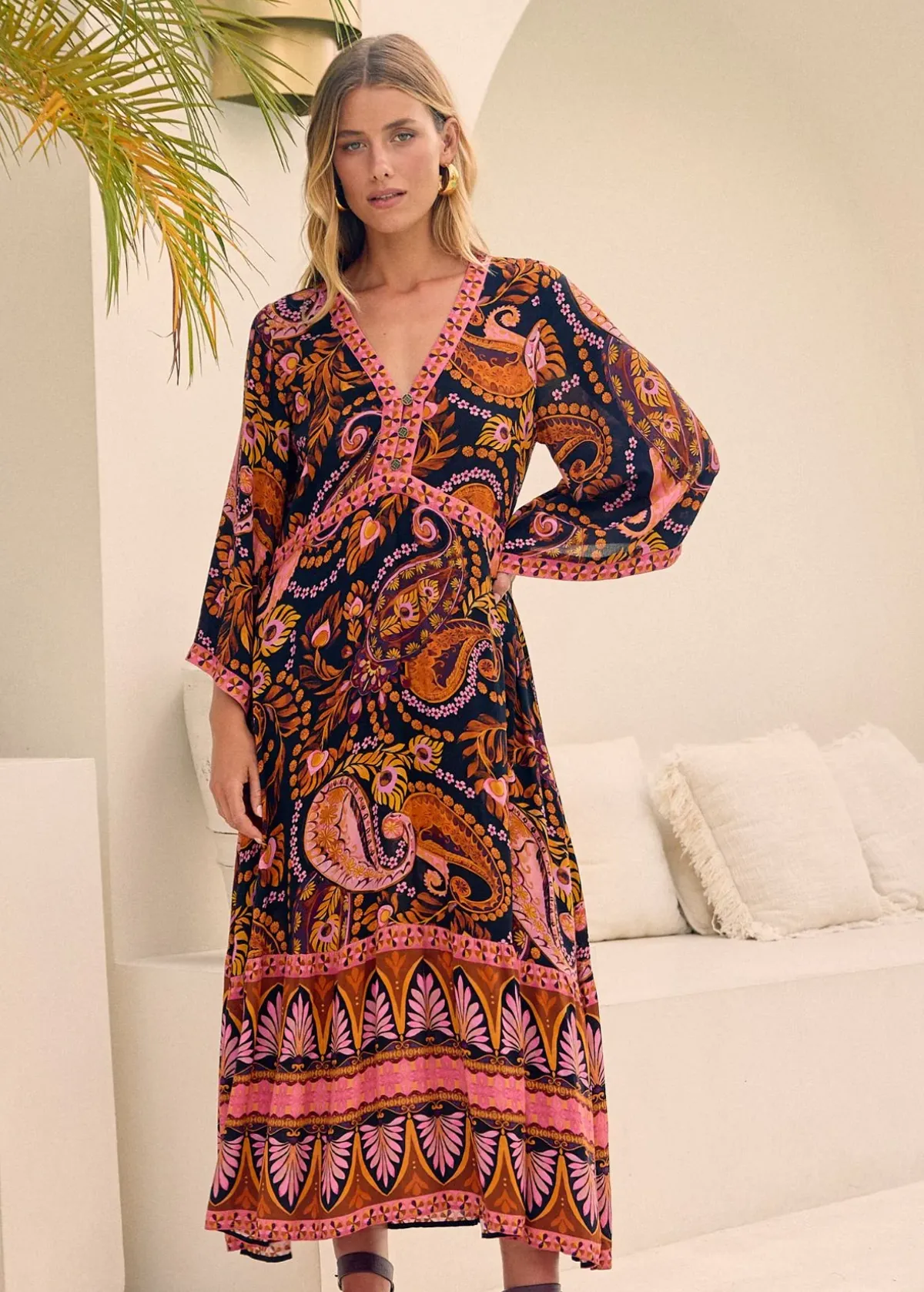 Pink Noir Empire Midi Dress