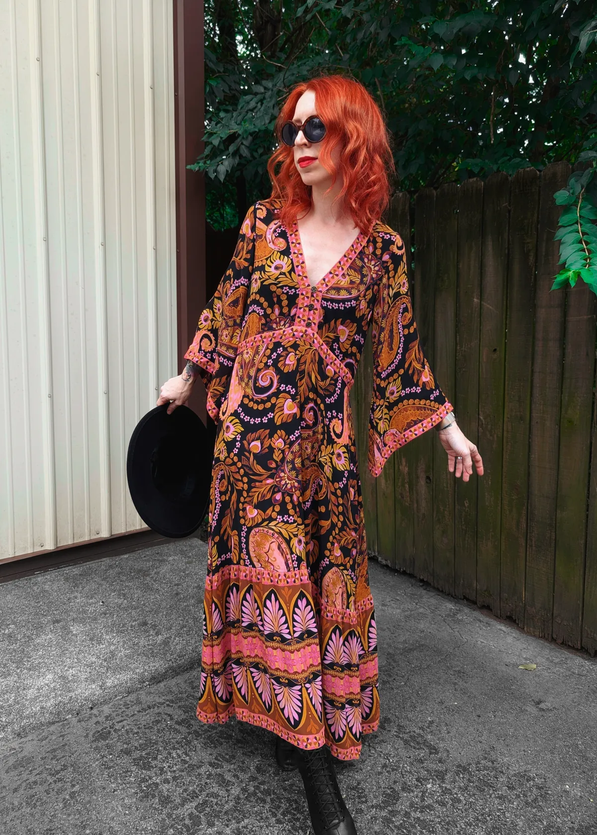 Pink Noir Empire Midi Dress